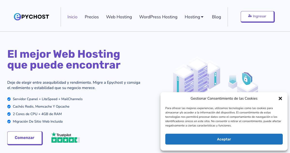 Homepage of Epychost hosting