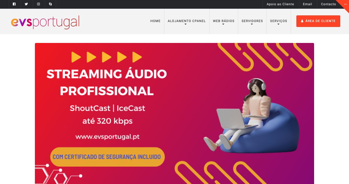 Homepage of EVS Portugal hosting