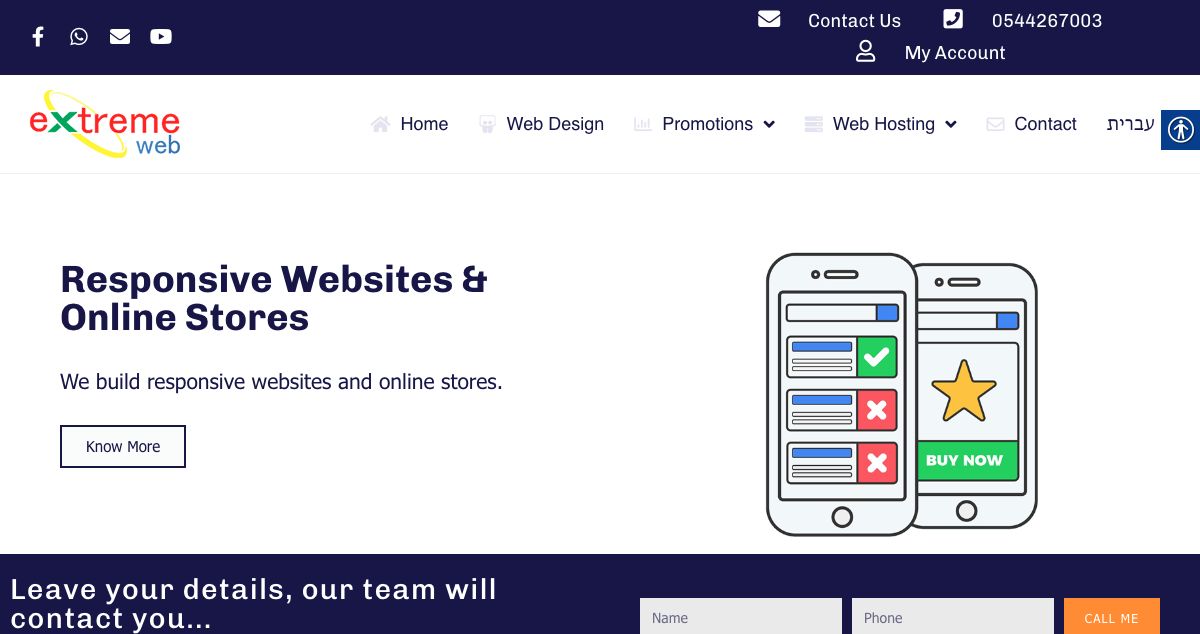 Homepage of Extremeweb Solutions hosting