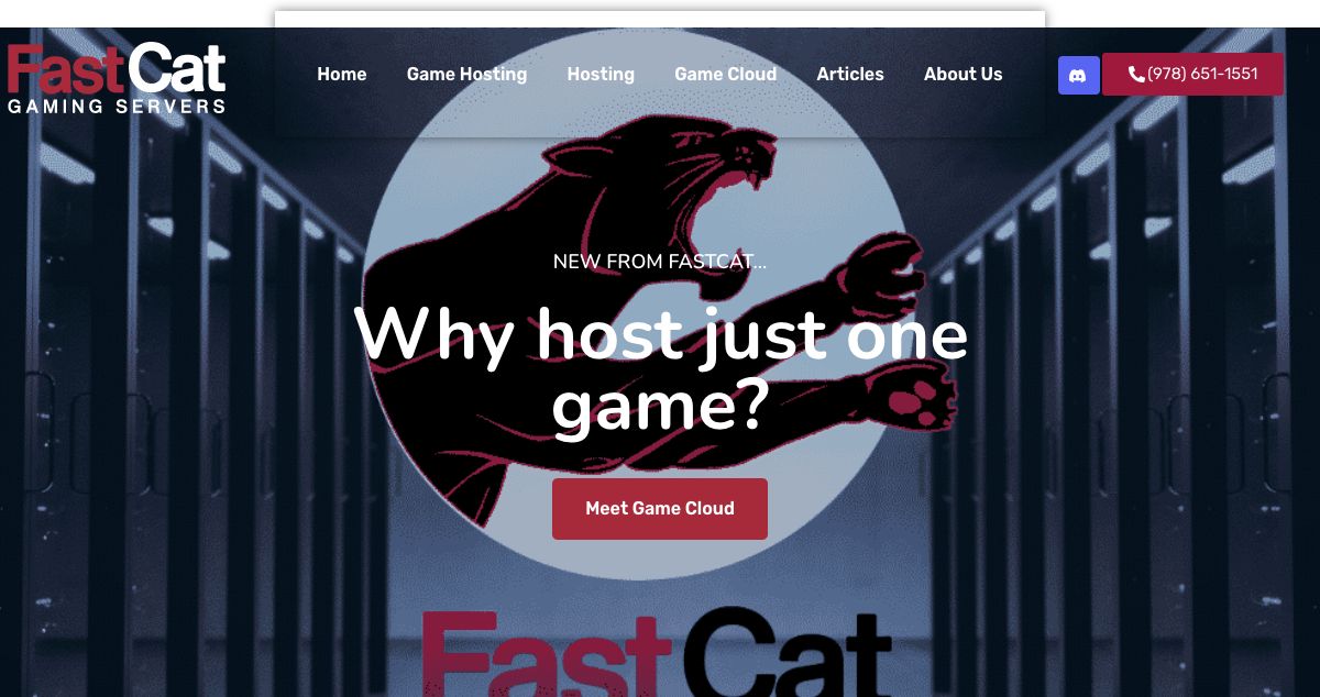 Homepage of Fastcat Gaming Servers hosting