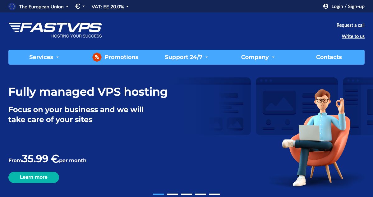 Homepage of FASTVPS hosting