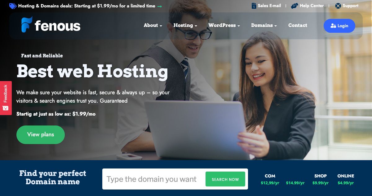 Homepage of Fenous hosting