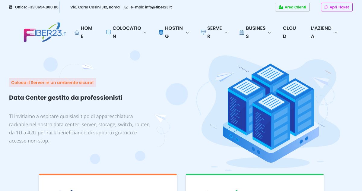 Homepage of Fiber 23 hosting