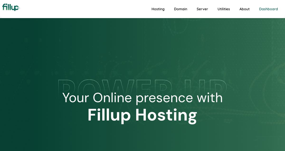 Homepage of Fillup Hosting hosting