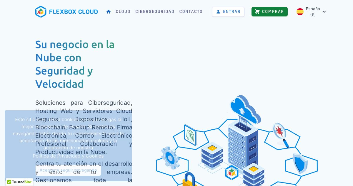 Homepage of FlexBox Cloud SL hosting