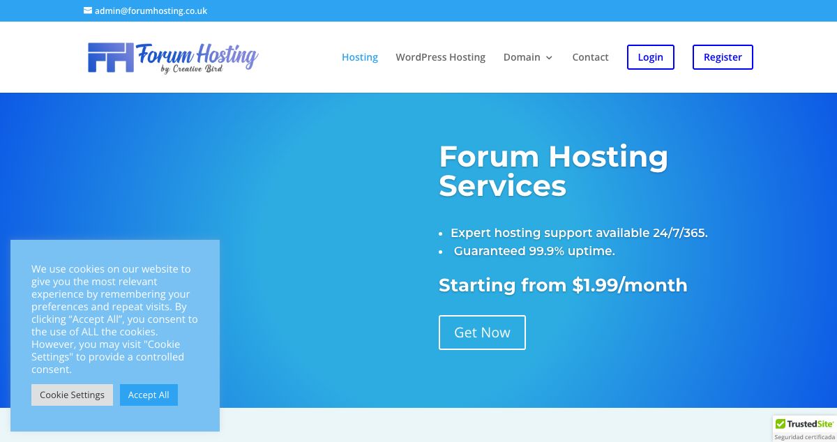 Homepage of Forum Hosting hosting