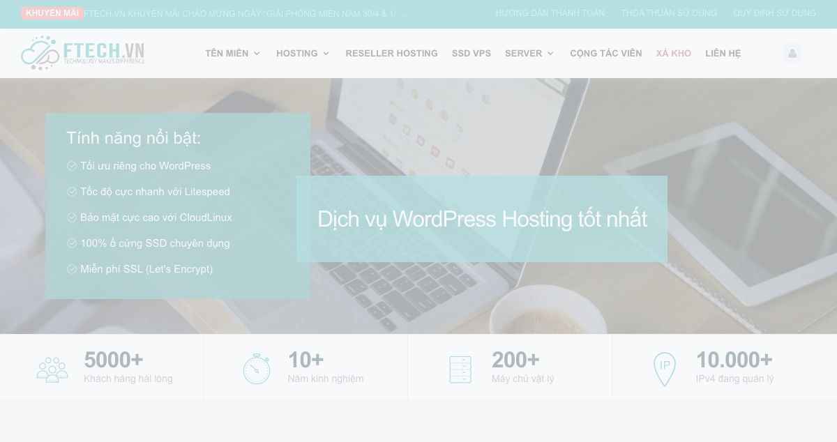 Homepage of Ftech.vn hosting