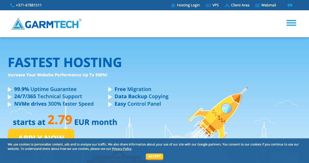 Homepage of GARMTECH hosting