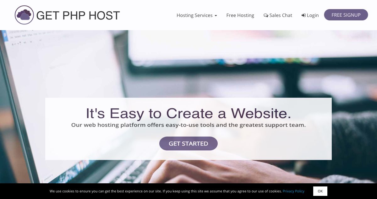 Homepage of GET PHP HOST hosting