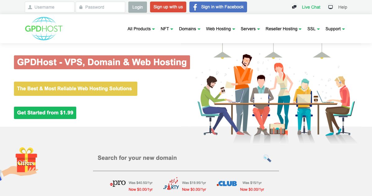 Homepage of GPDHost hosting