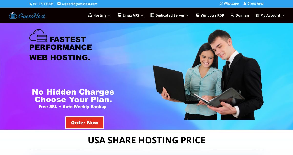 Homepage of Guesshost hosting