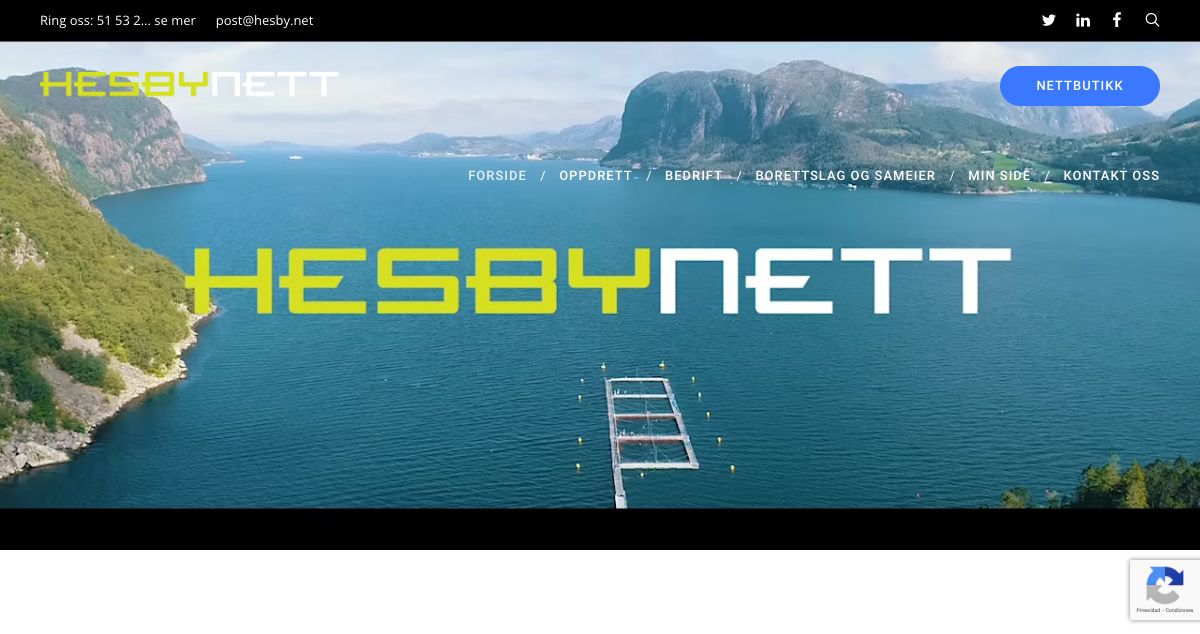 Homepage of Hesbynett hosting