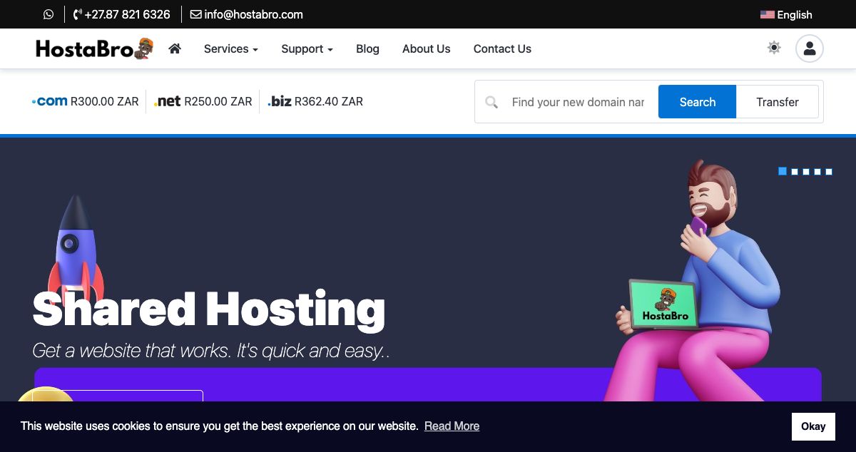 Homepage of Hostabro hosting