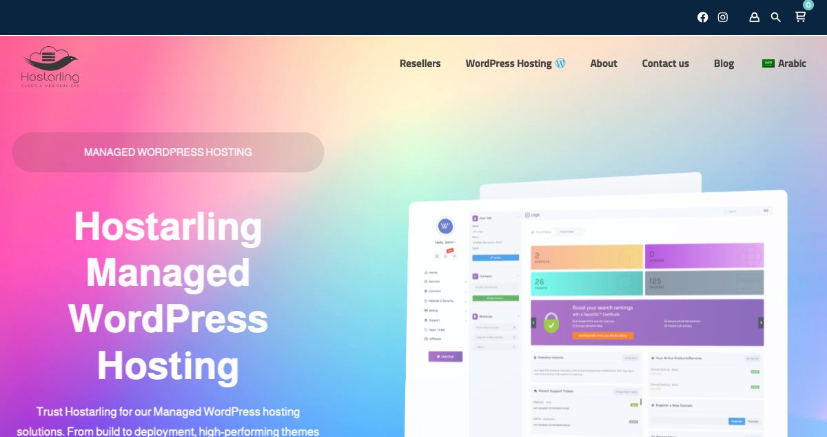 Homepage of Hostarling Cloud Services hosting