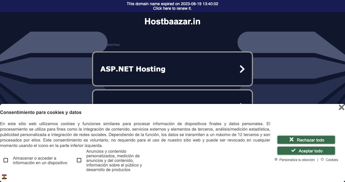 Homepage of HostBaazar hosting