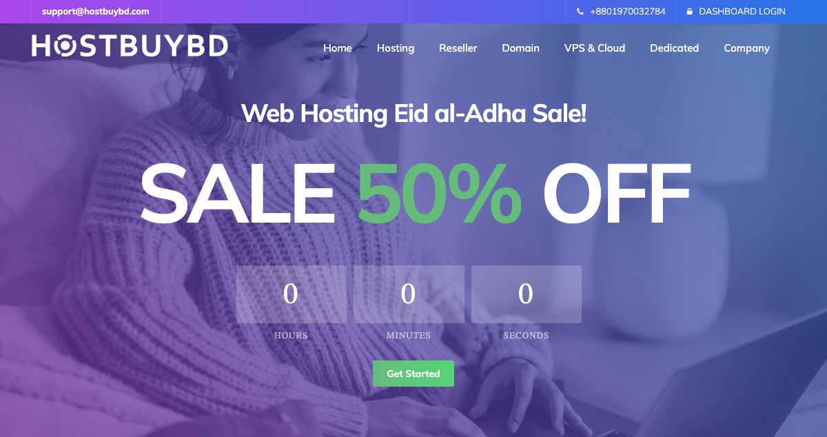 Homepage of HostBuyBD Cheap Hosting Sulations hosting