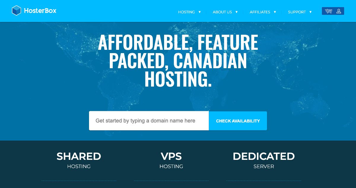 Homepage of HosterBox hosting