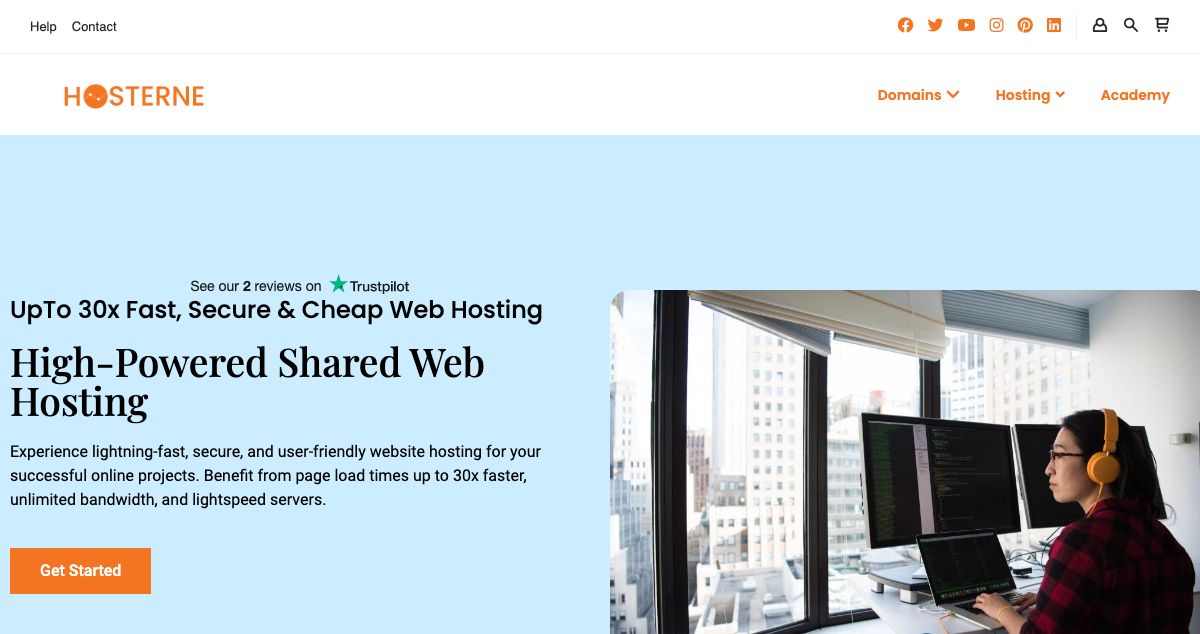 Homepage of Hoster Ne hosting