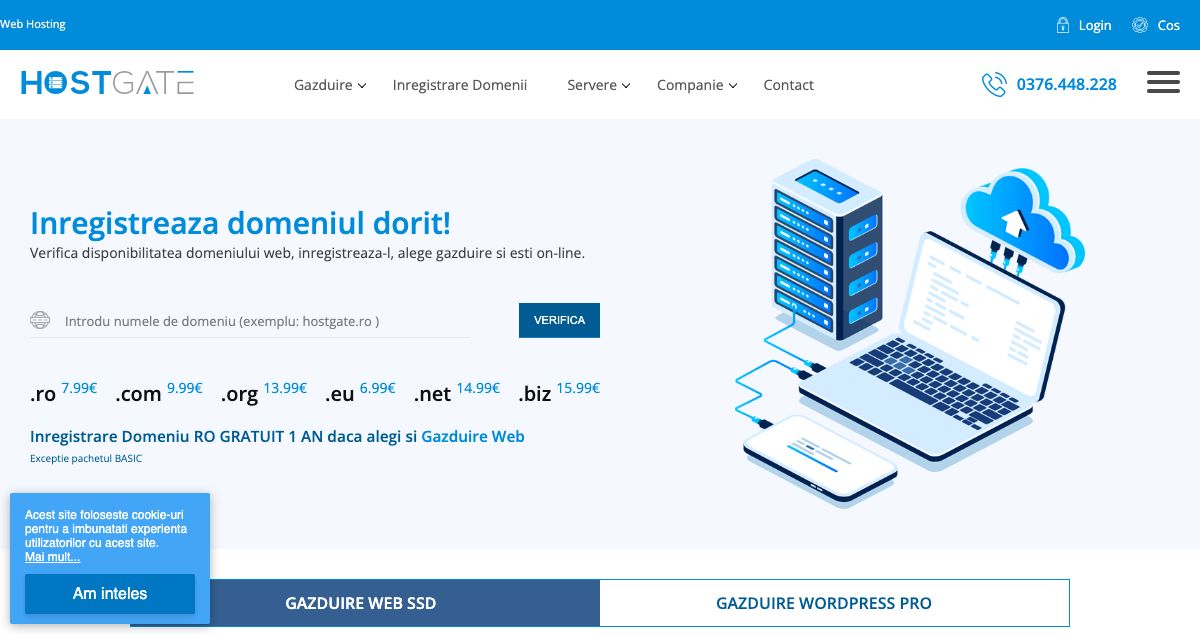 Homepage of HOSTGATE hosting