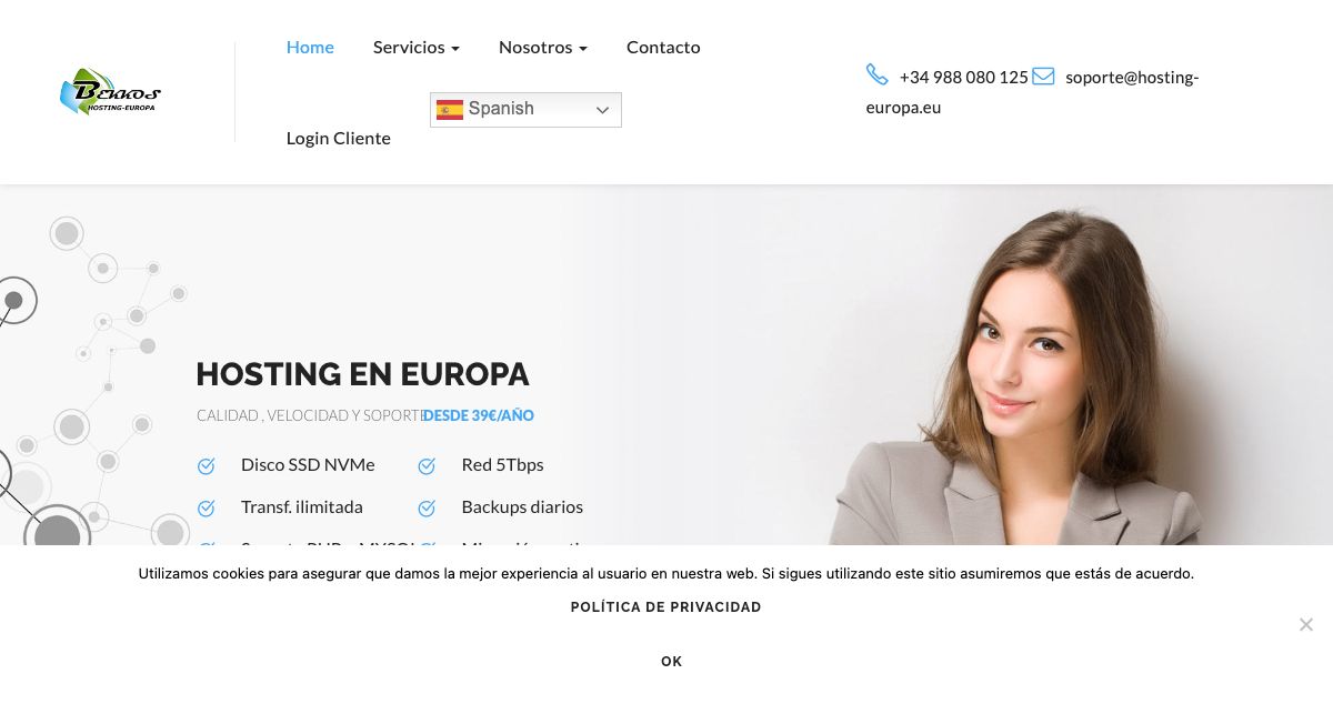 Homepage of Hosting Europa hosting