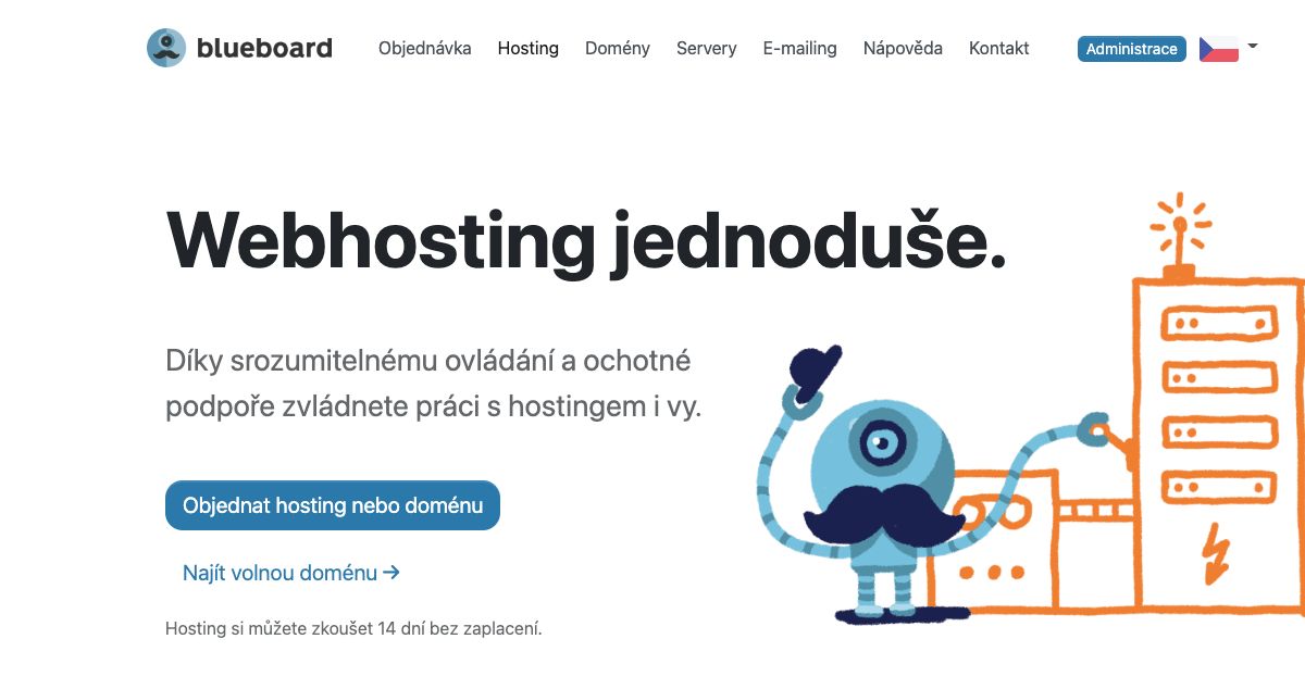 Homepage of Blueboard.CZ Webhosting hosting