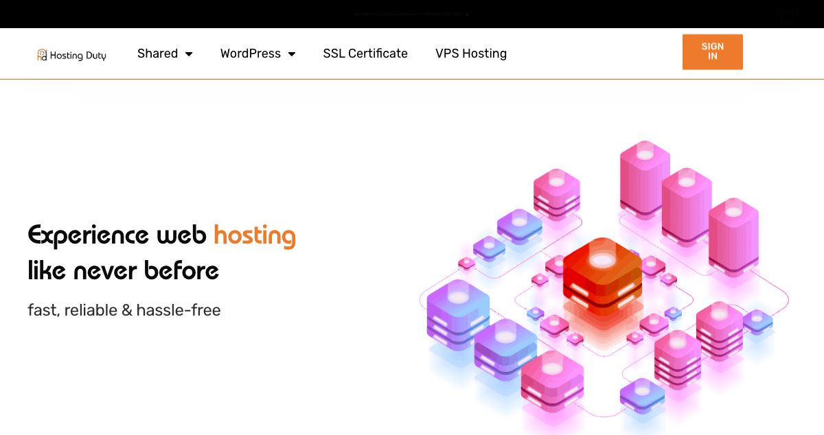 Homepage of Hosting Duty hosting