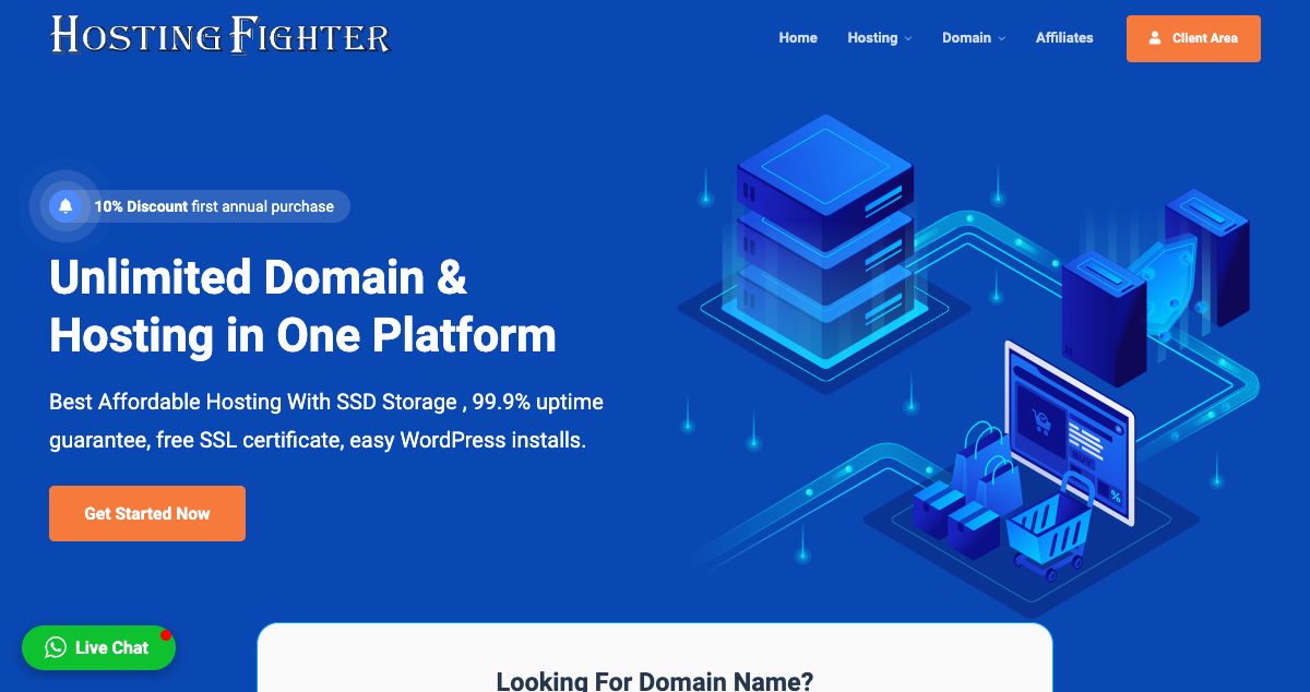 Homepage of Hosting Fighter hosting