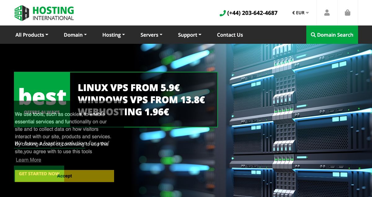 Homepage of Hosting.international hosting