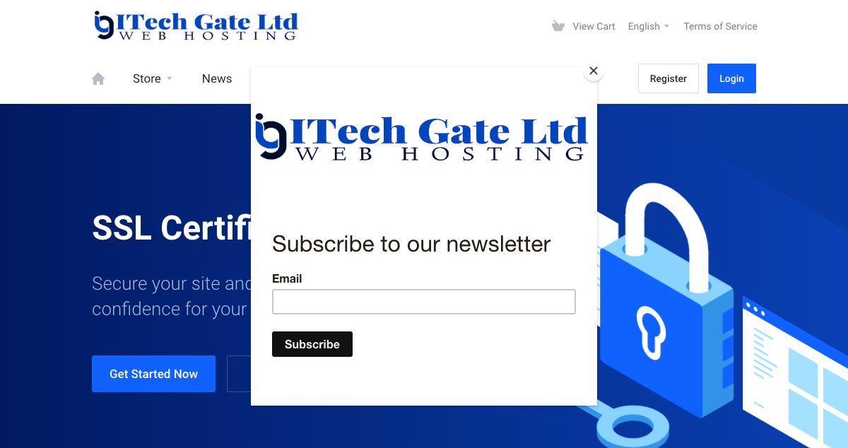 Homepage of Itech Gate WebHosting Ltd hosting