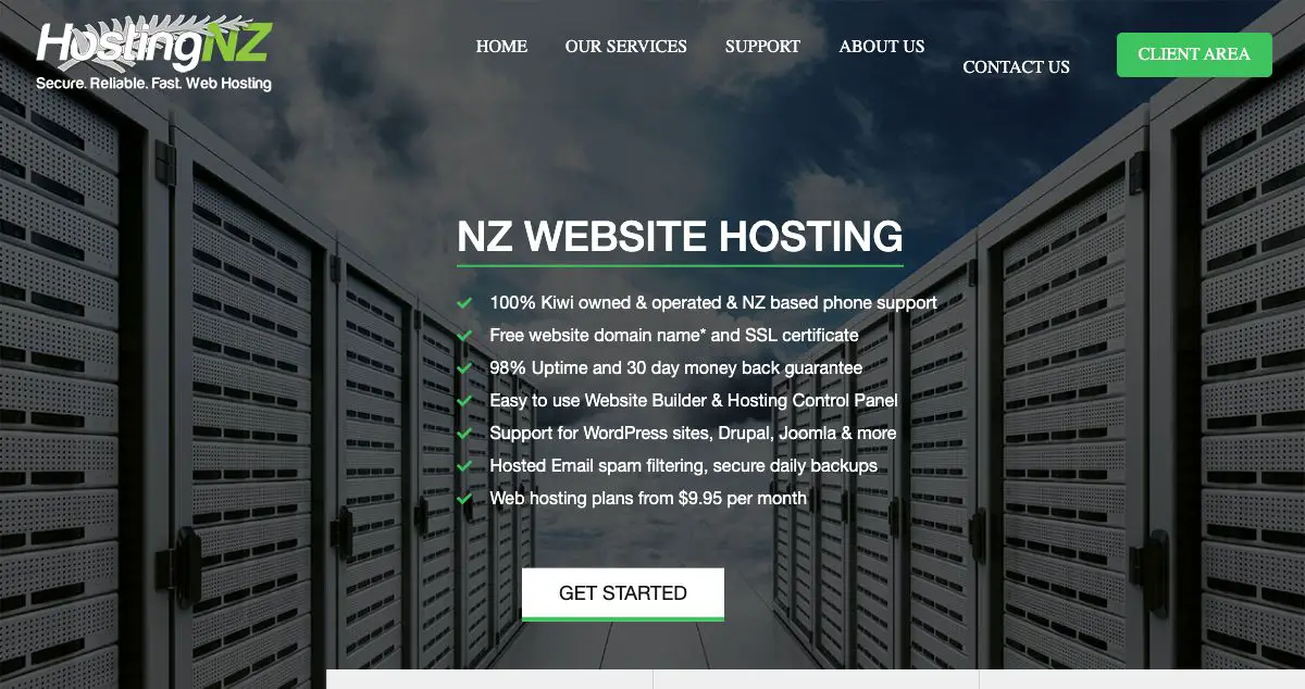 Homepage of HostingNZ hosting