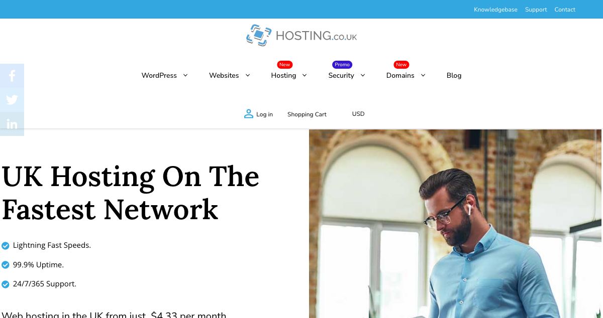 Homepage of Hosting.uk hosting