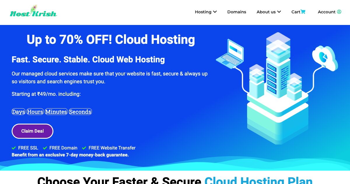 Homepage of HostKrish hosting