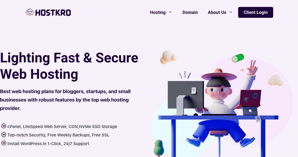 Homepage of Hostkro hosting