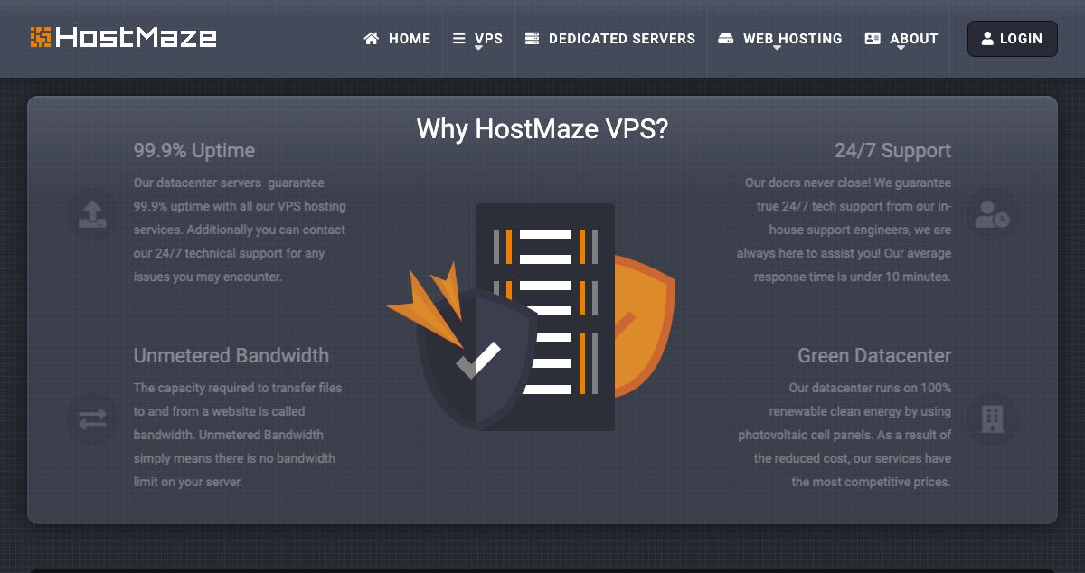 Homepage of Hostmaze hosting