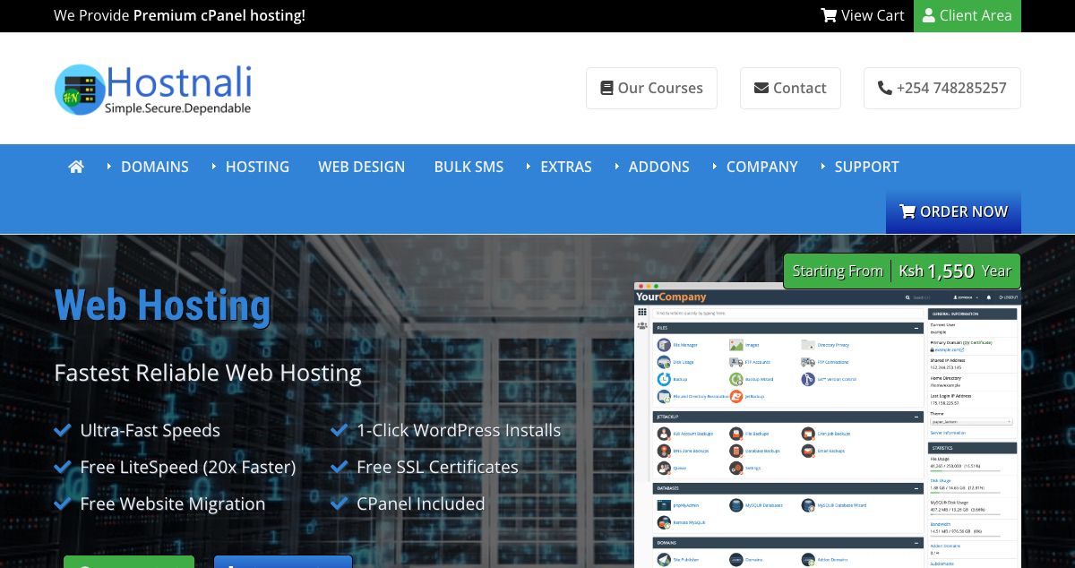 Homepage of Hostnali Webhost hosting