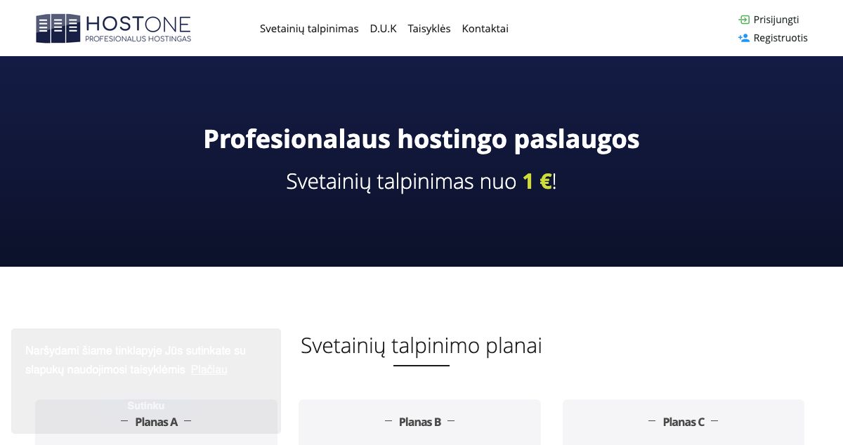 Homepage of HOSTONE.LT hosting