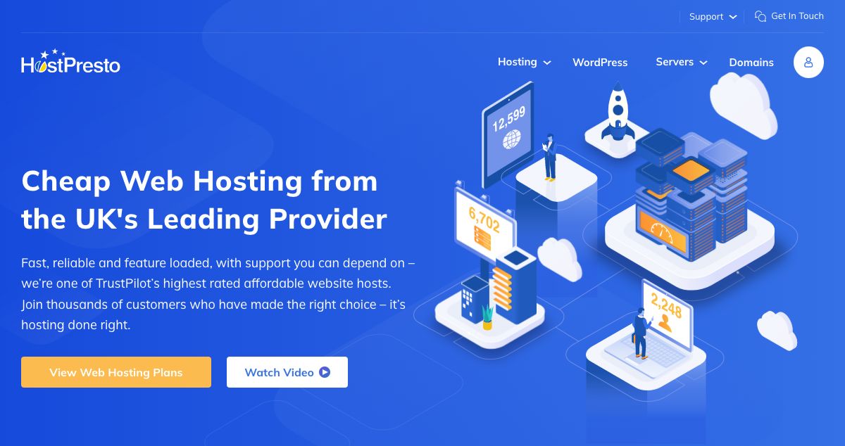 Homepage of HostPresto hosting