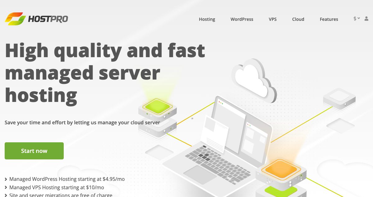 Homepage of Hostpro Com hosting