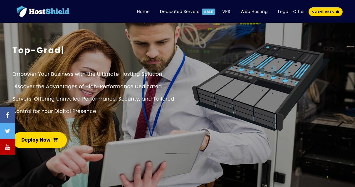 Homepage of Hostshield LTD hosting