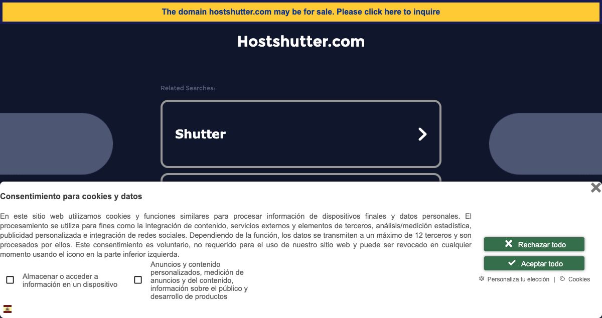 Homepage of Host Shutter hosting