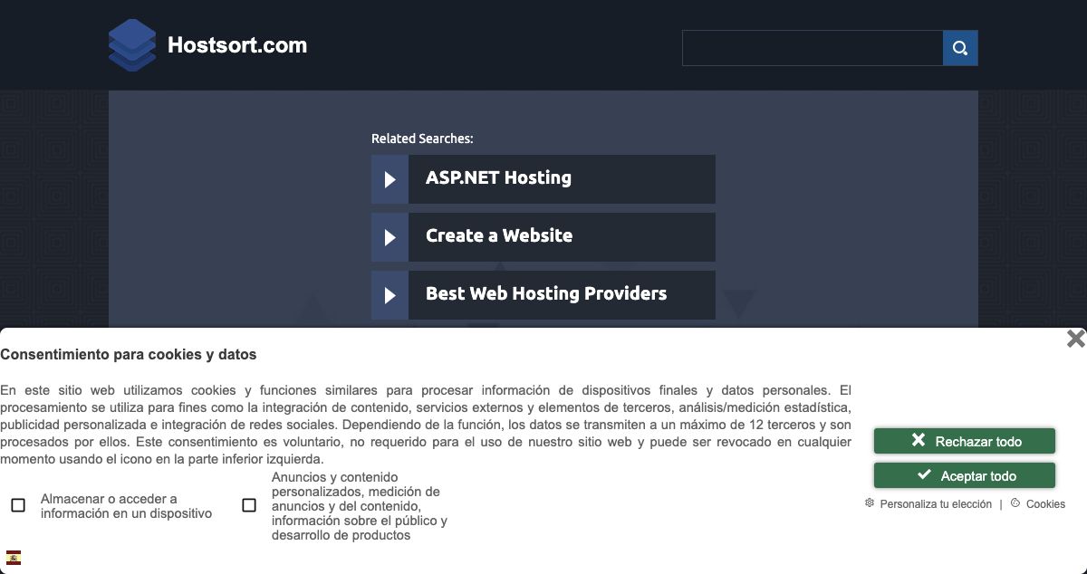 Homepage of HOSTSORT hosting