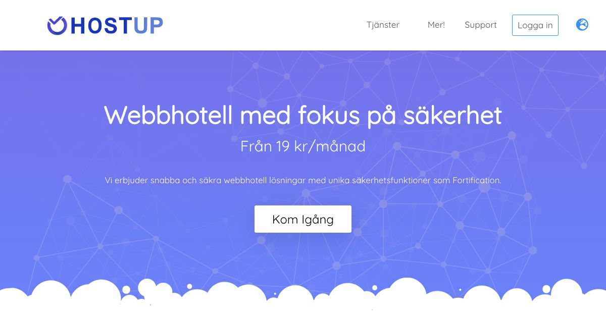 Homepage of HostUp hosting