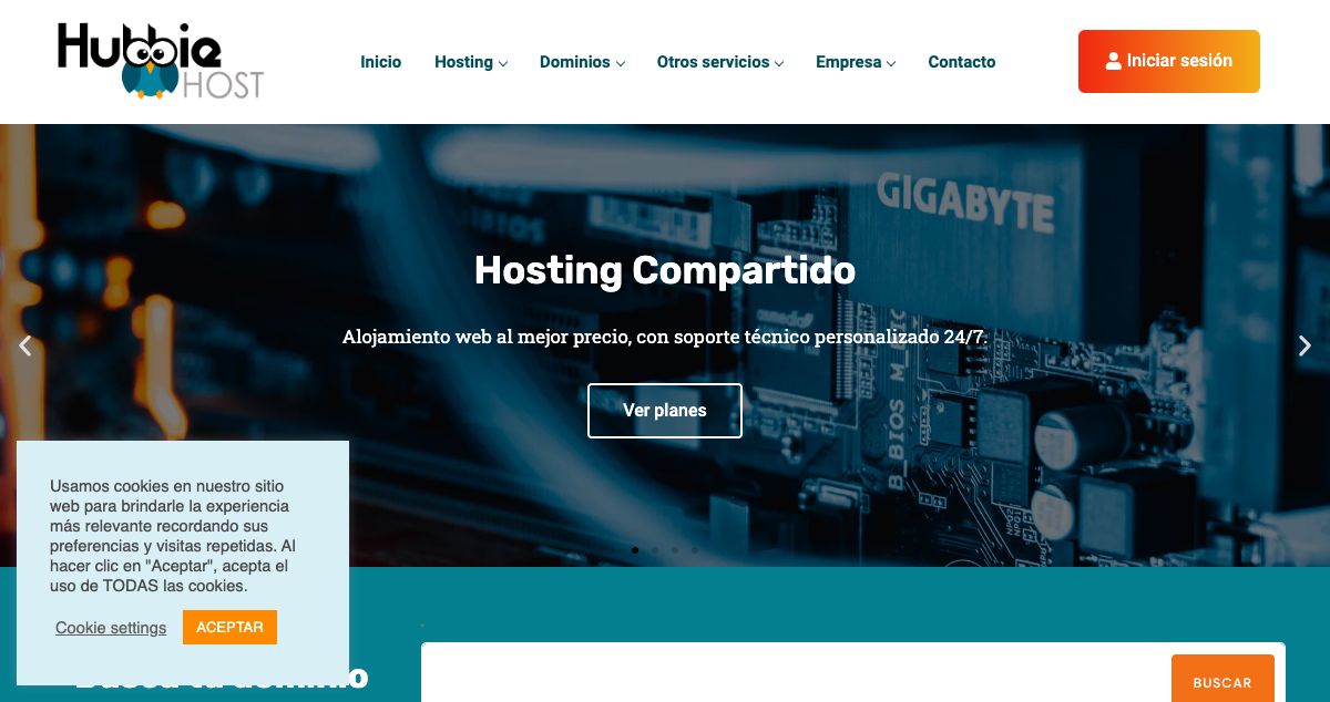 Homepage of HubbieHost hosting