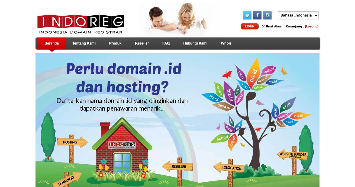 Homepage of Indoreg hosting