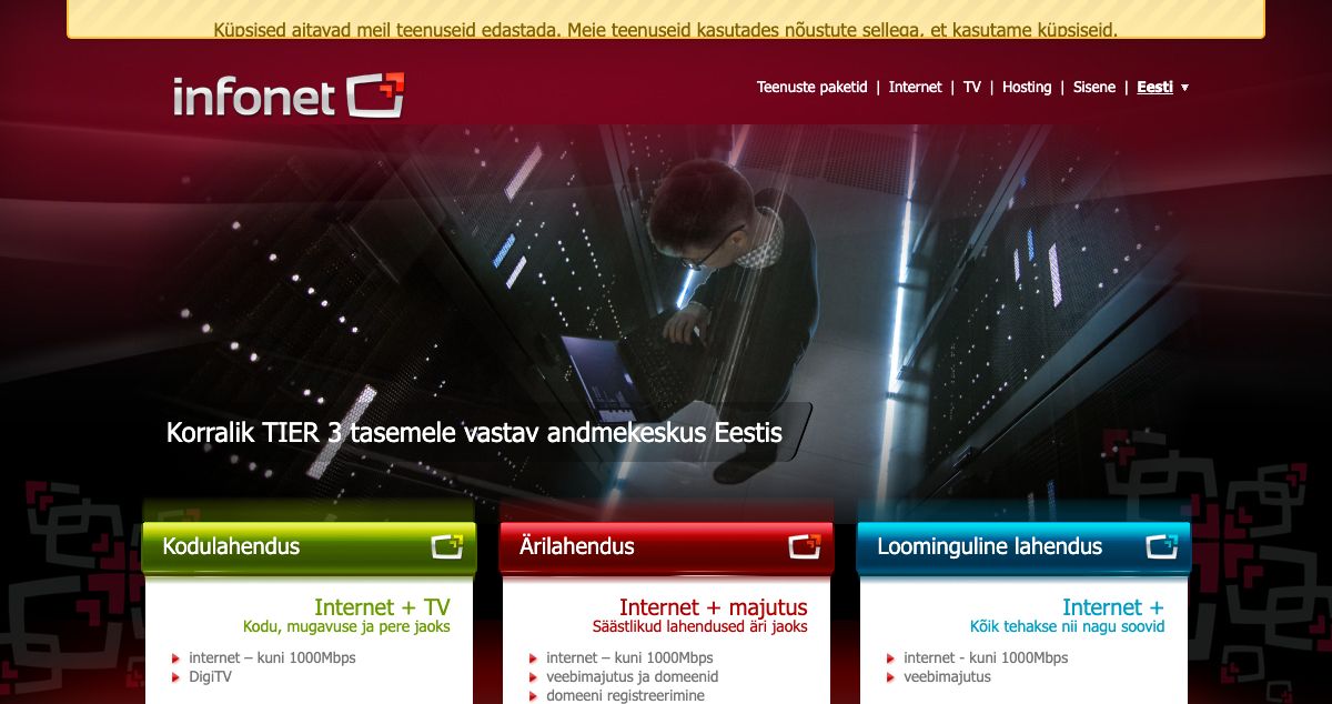 Homepage of Infonet AS hosting