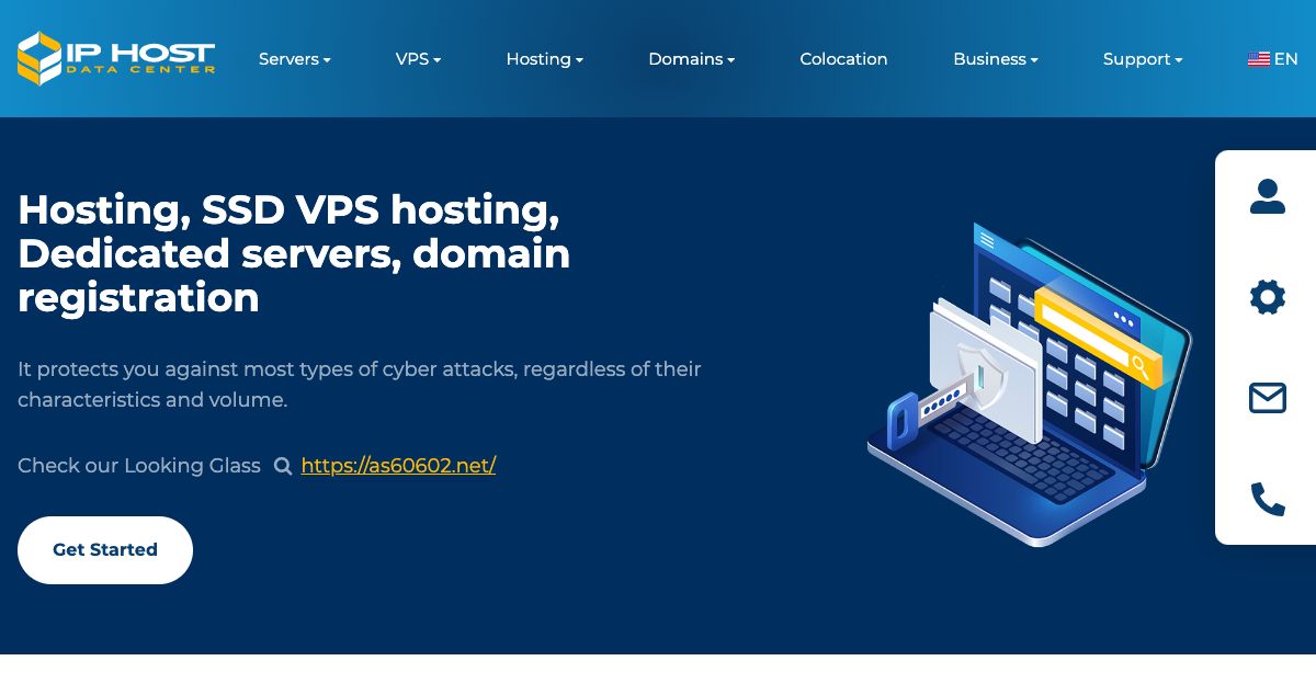 Homepage of IP HOST Data Center hosting