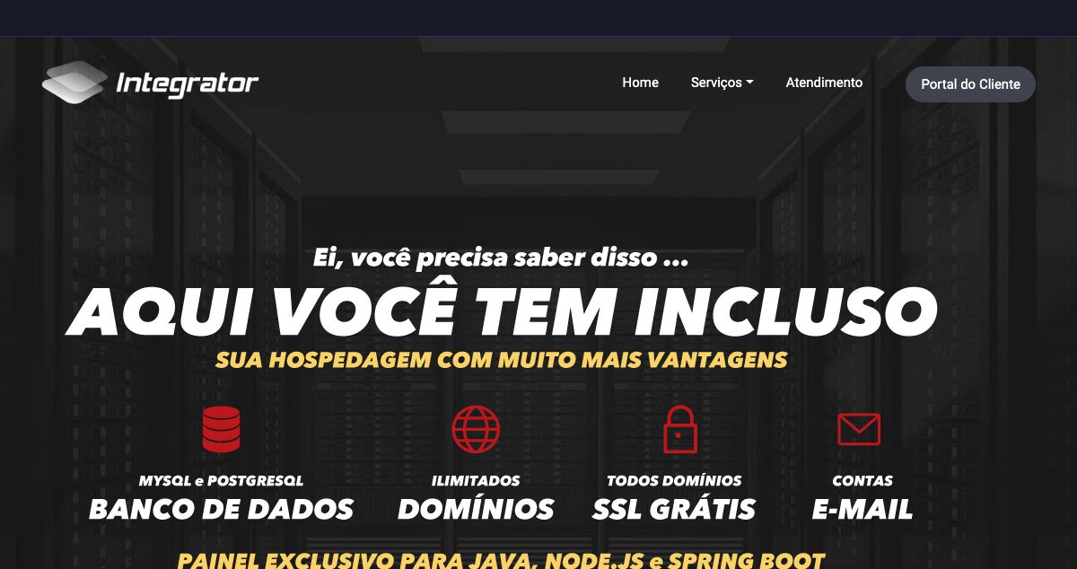 Homepage of Integrator Host do Brasil hosting