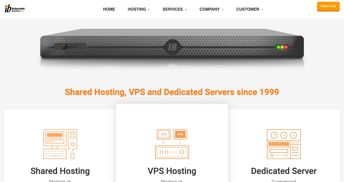 Homepage of Internet Brothers hosting