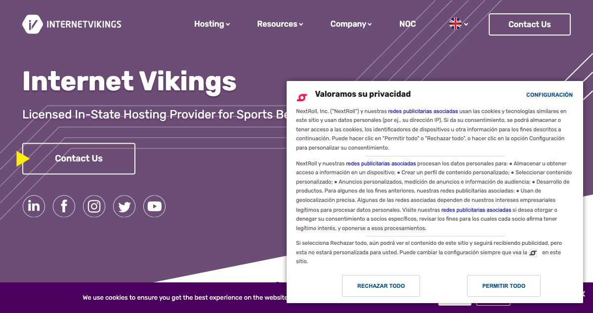 Homepage of Internet Vikings hosting