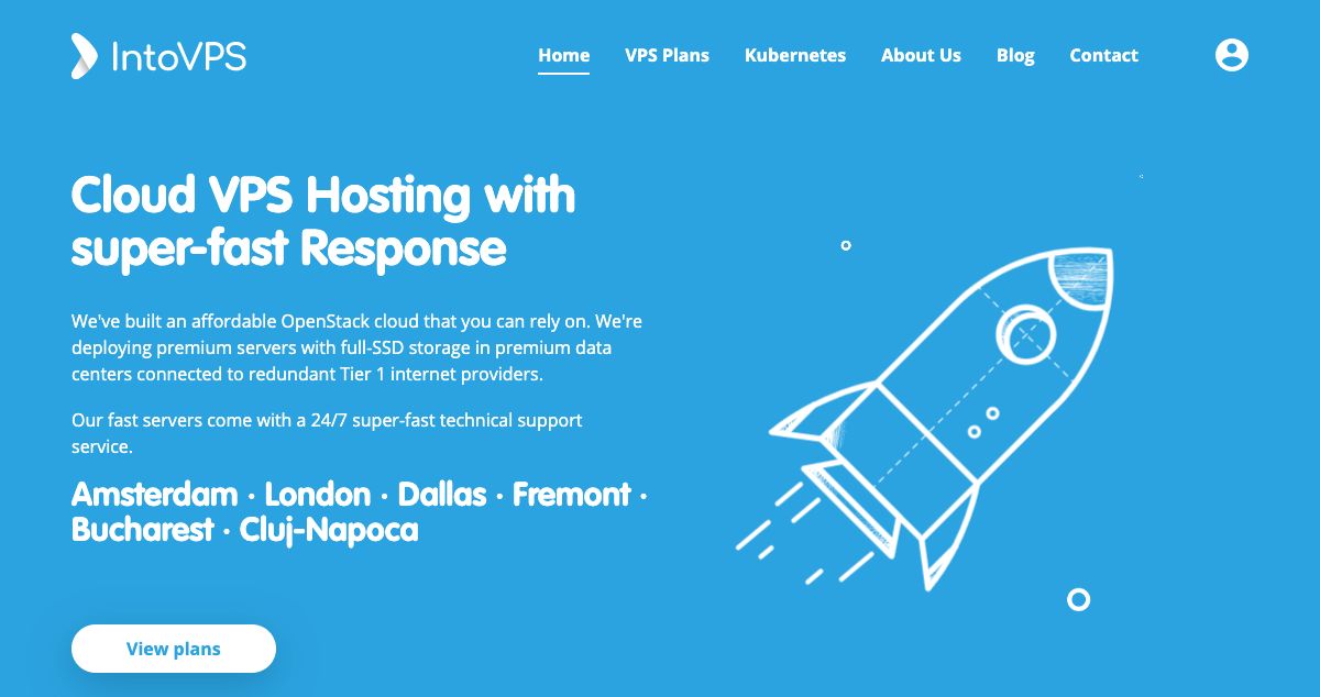 Homepage of IntoVPS hosting